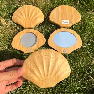 Bamboo Refillable Magnetic Empty Makeup Palettes (Shell-Shaped) – Sustainable, Eco-Friendly Cosmetic Packaging for Lipstick, Eyeshadow, Blush & Compact (Custom Size/Logo, No Mold Fee)