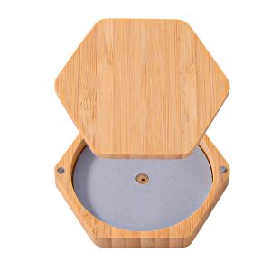 Eco Friendly Bamboo Refillable Empty Magnetic Compact Case – Hexagonal Design for Lipstick, Eyeshadow, Blush – Sustainable Makeup Packaging