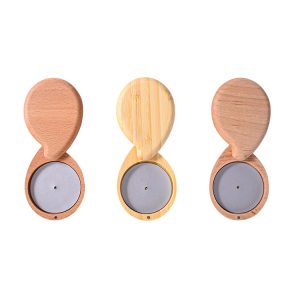 Eco Friendly Bamboo Refillable Empty Magnetic Compact Container – Waterdrop Shape for Lipstick, Eyeshadow, Blush – Sustainable Makeup Packaging