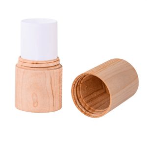Refillable empty foundation tube with hard maple wooden cover and PP inner container, material breakdown