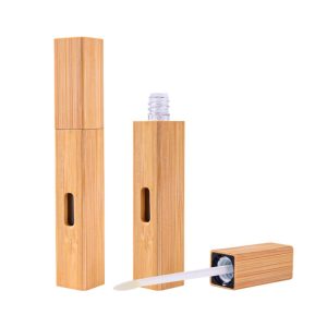 Bamboo Square Refillable Empty Lip Gloss Tube with Window
