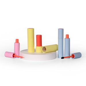 Empty bamboo eyeliner, lipstick, and eyebrow container packaging
