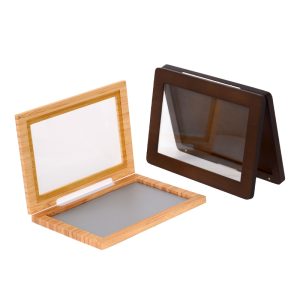 Refillable bamboo boxes for eyeshadow palettes — large magnetic makeup case with transparent window and natural bamboo frame