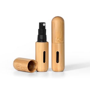 Bamboo mini perfume atomizer bottle – 5ml refillable spray bottle with direct connection to perfume bottle