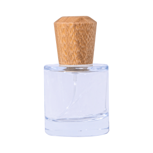 Eco friendly perfume packaging: glass bottle + bamboo cap + mist spray