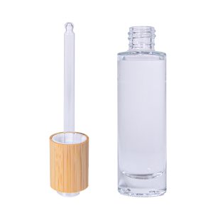 Essential oil dropper bottle with bamboo cap empty glass eco friendly container for essential oils or serums
