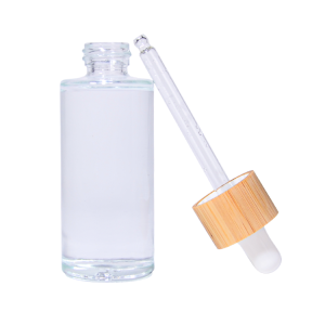 Empty flat shoulder glass dropper bottles with bamboo cap – eco friendly essential oil packaging container
