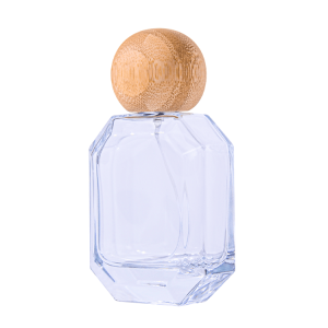 Empty glass perfume bottle with bamboo cap and spray atomizer – eco-friendly refillable packaging multiple sizes