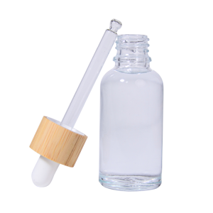 Empty glass dropper bottles with bamboo cap – eco friendly essential oil packaging