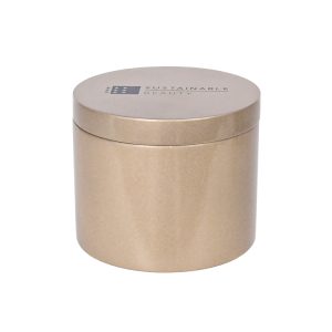 Gold high-gloss bamboo loose powder jar with magnetic closure and removable refillable PP inner cup
