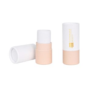 Paper cardboard solid perfume container with 5g refillable inner core – eco-friendly lip balm and lipstick tube