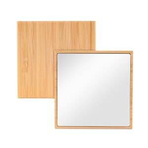 square bamboo compact mirror – ultra-thin eco-friendly travel makeup mirror with custom logo