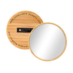 Bamboo compact mirror – eco-friendly travel makeup mirror with custom logo