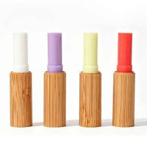 empty bamboo lip balm tube with natural outer shell