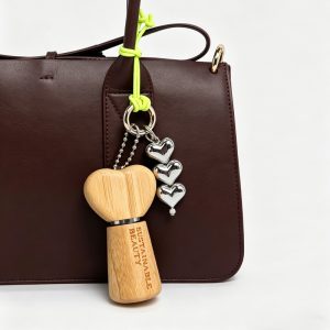 empty bamboo lip gloss tube with keychain